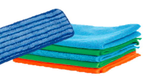Microfiber cleaning cloths and mop